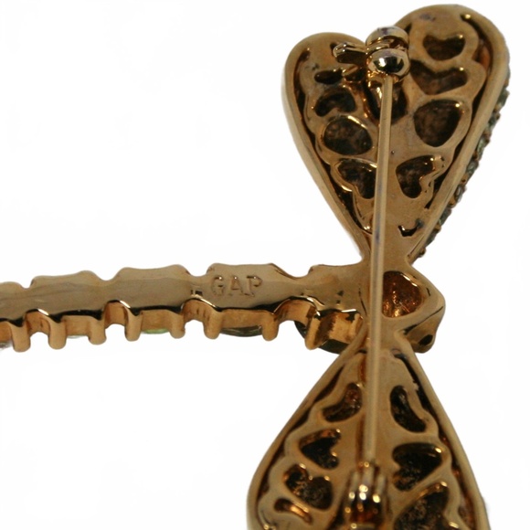 ☃️ 2/$18 GAP Delightful Gold-Tone and Rhinestone Dragonfly Brooch/Pin - Picture 2 of 5